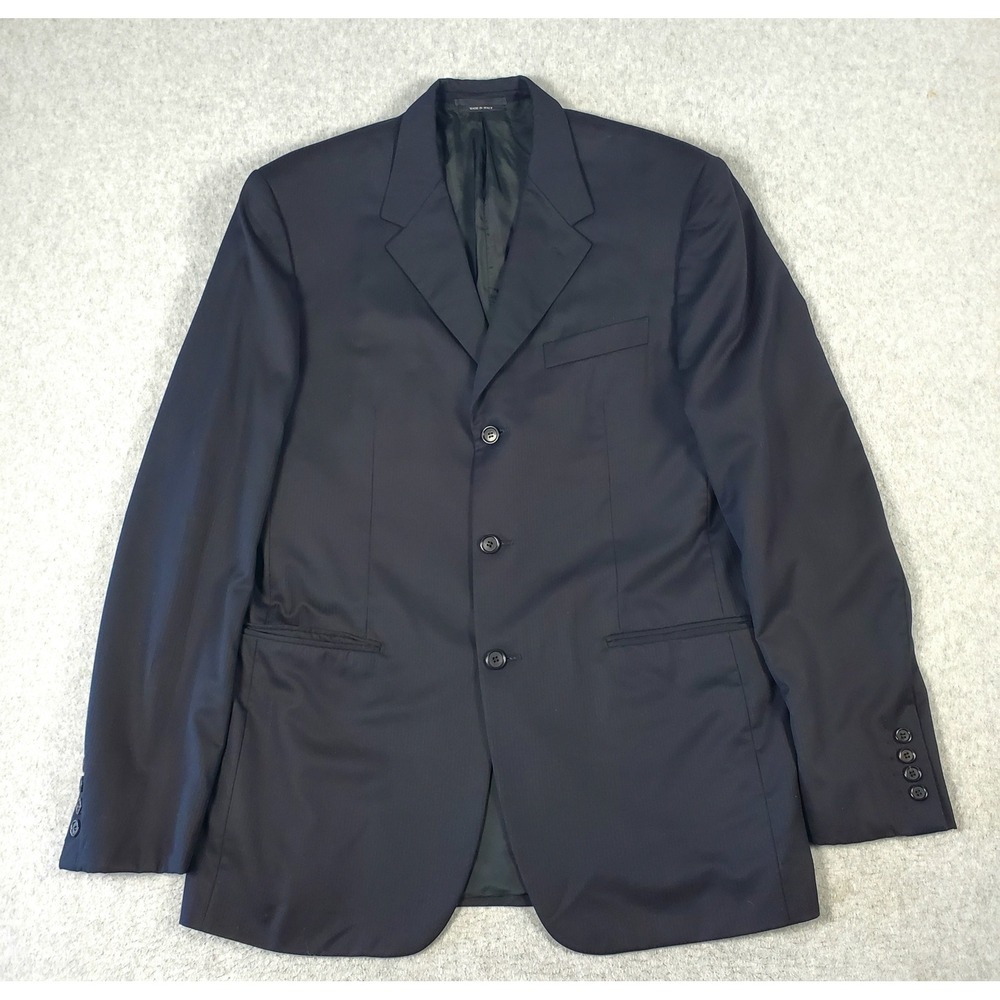 Prada Mens 3 Button Blazer Jacket Made in Italy Black Textured Sport Coat US 44l